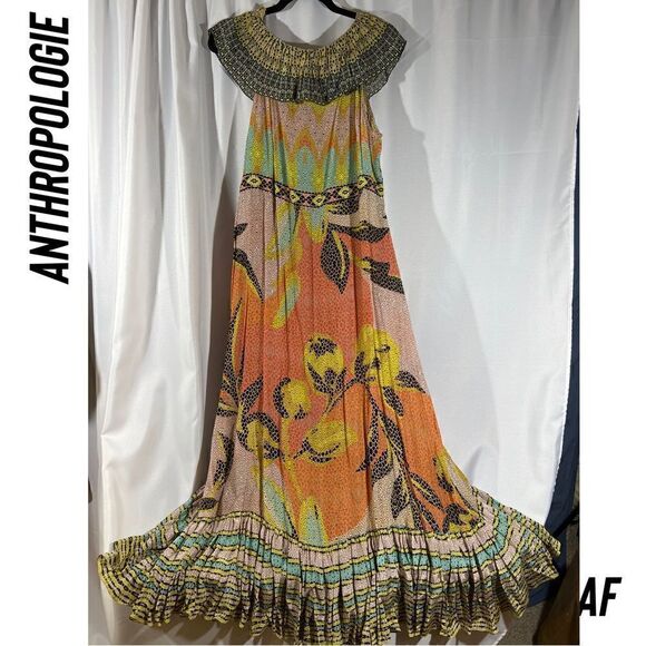ANTHROPOLOGIE BY BHANUNI JYOTI TIERED MULTI COLORED PRINT MAXI DRESS XL NEW - Picture 4 of 9